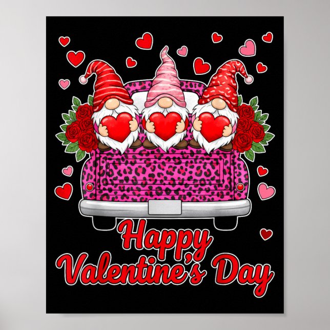 Póster Three Gnomes And Leopard Truck Happy Valentine's D (Frente)