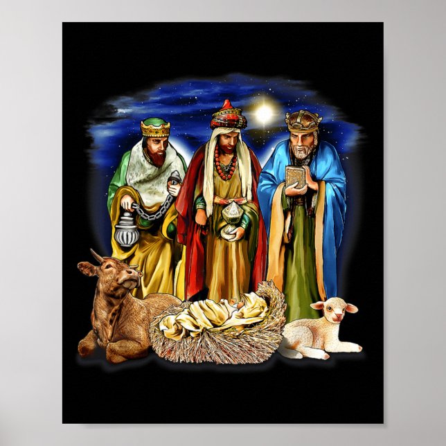 Póster Three Kings Shirt Nativity Scene Shirt Christmas S (Frente)