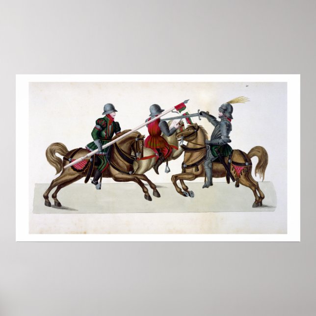 Póster Three knights at a tournament, plate from 'A Histo (Frente)