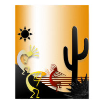 Three Kokopellis and a Cactus