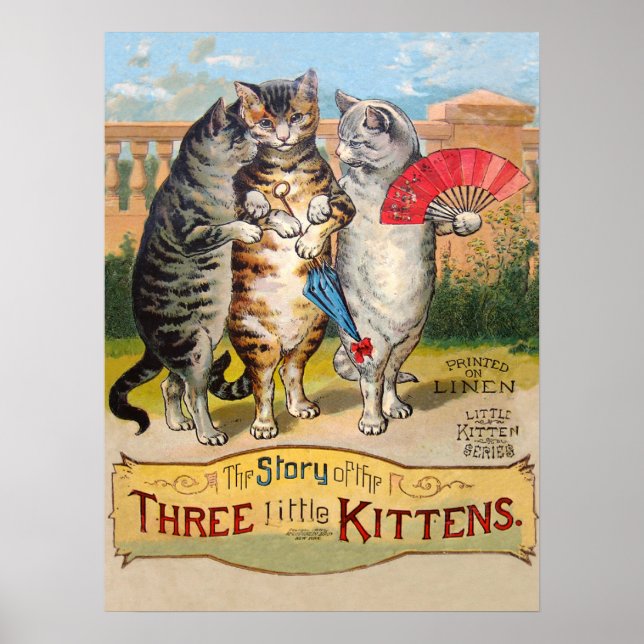 Póster Three Little Kittens Mother Goose Illustration (Frente)