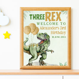 Póster Three Rex - Funny Birthday 3rd Boy Dinosaur