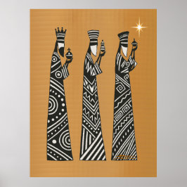 Póster Three Wise Men Black & White Christmas Nativity