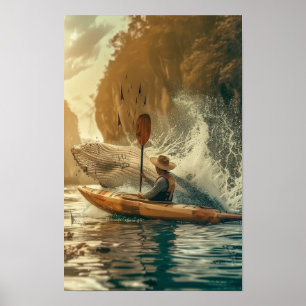 Póster Thrilling Kayaking Action Poster - Deportes al air