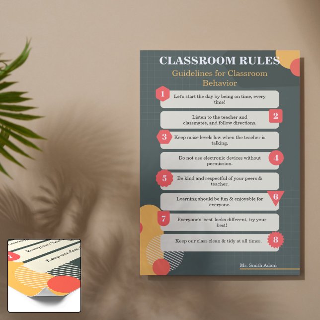 Póster Thrive & Learn: Poster de reglas de aulas (¡Editab (Establish a positive and structured classroom environment with this printable list of rules!)