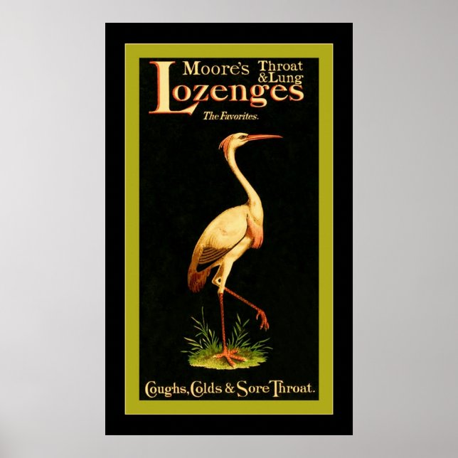 Póster Throat and Lung Lozenges~Medicina de época (Frente)