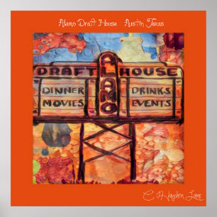 Póster Throw Back Austin Alamo Draft house print