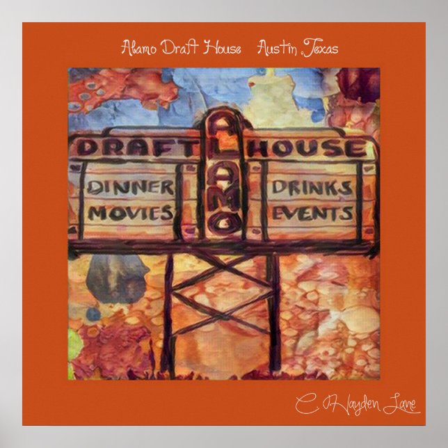 Póster Throw Back Austin Alamo Draft house print (Frente)