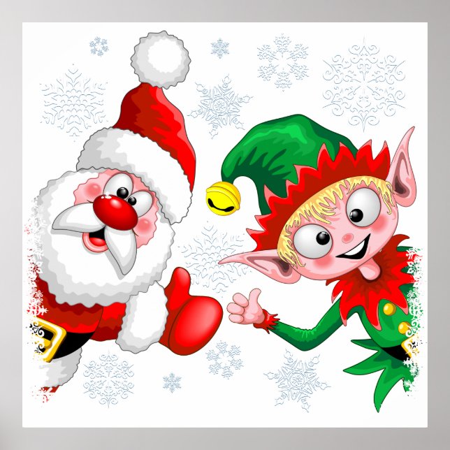 Póster Thumbup de caracteres de Navidades de Santa y Elf (Frente)
