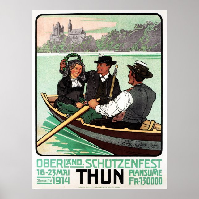 Póster THUN OBERLAND SCHUTZENFEST SUIZA Vintage (Frente)