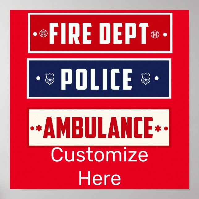 Póster Thunder_Cove de ambulancia de la policía de incend (Frente)