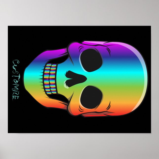 Póster Thunder_Cove de cráneo humano psicodélico (Frente)