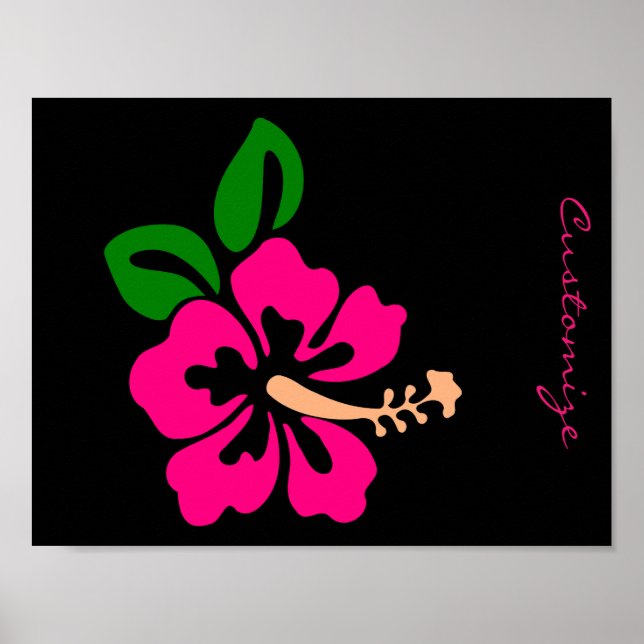 Póster Thunder_Cove de flor rosada tropical hibiscus (Frente)