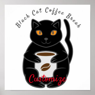 Póster Thunder_Cove de rotura de café para gato negro