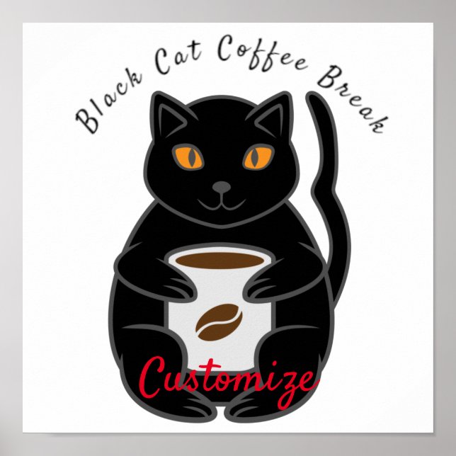 Póster Thunder_Cove de rotura de café para gato negro (Frente)