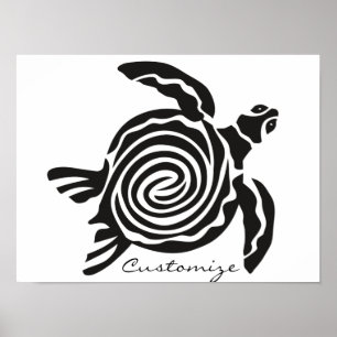 Póster Thunder_Cove de tortuga de estilo tribal