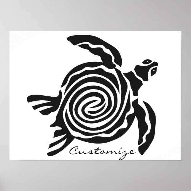 Póster Thunder_Cove de tortuga de estilo tribal (Frente)