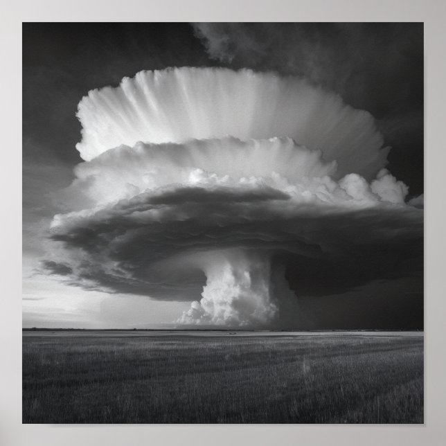 Póster Thunderhead Cloud - Dramatic Black and White (Frente)