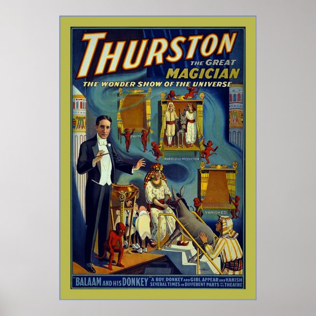 Póster Thurston el gran mago~Magician vintage (Frente)