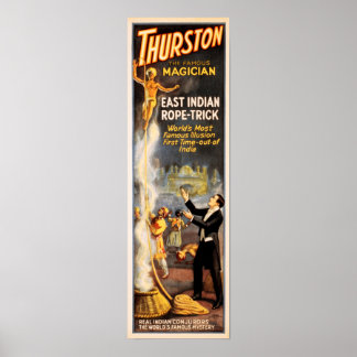 Póster THURSTON Famoso Magician Trick de papa indio orien