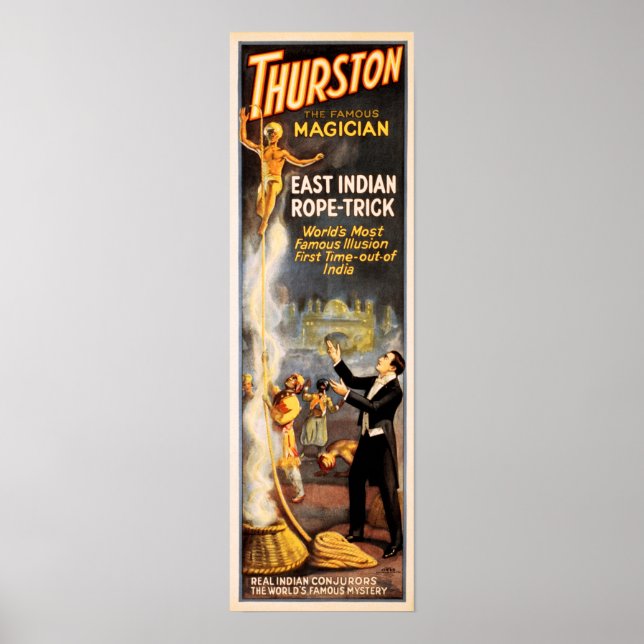 Póster THURSTON Famoso Magician Trick de papa indio orien (Frente)
