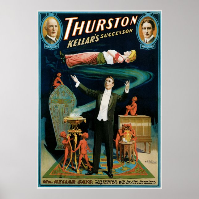 Póster Thurston, Kellers Successor vintage Magician (Frente)