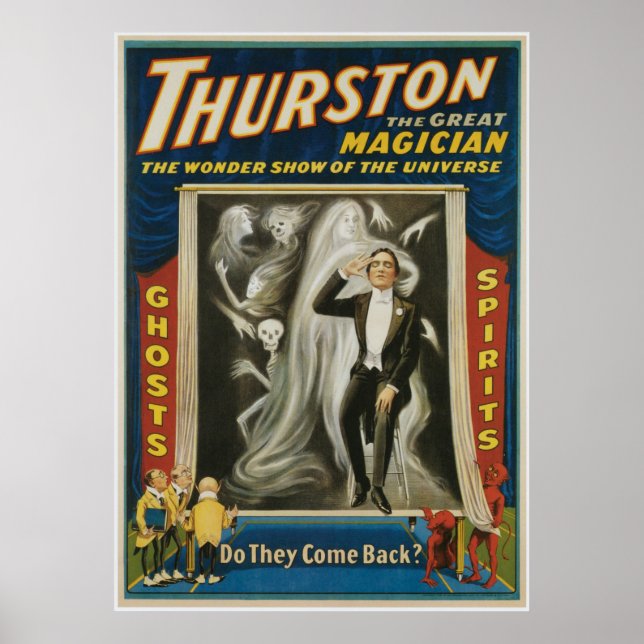 Póster Thurston Magician ~ Ghosts ~ Vintage Magic Act (Frente)