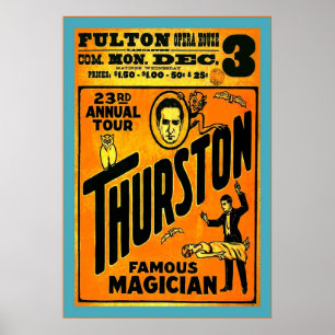 Póster Thurston, mago famoso del vintage del ~ del mago