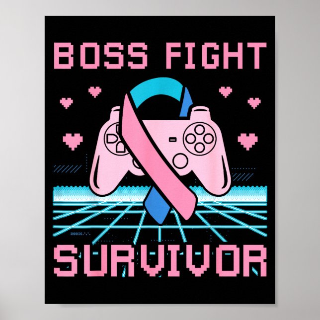 Póster Thyroid Cancer Awareness Boss Fight Survivor Gamer (Frente)