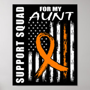 Póster Tía cinta naranja conciencia de leucemia bandera d