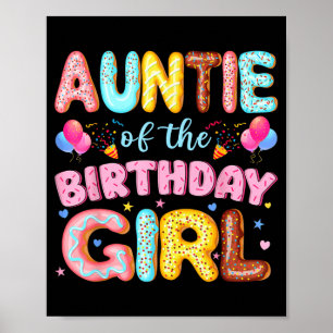 Póster Tía de la Cumpleañera Amante de las Donas Fiesta