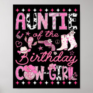 Póster Tía de la cumpleañera vaquera rosa rodeo western