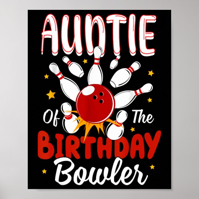Póster Tía De La Fiesta De Boliche De Cumpleaños Ce (Frente)