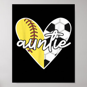 Póster Tía de la pelota Mamá de fútbol softball Jugadora 