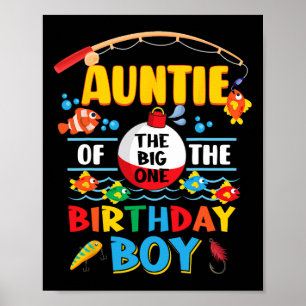 Póster Tía del Big One Fishing cumpleaños oficial número 