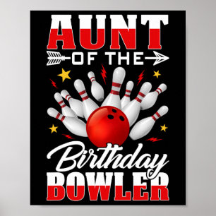 Póster Tía Del Cumpleaños Bowler Bday Bowling Fiesta Cel