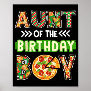 Póster Tía del niño cumpleañero amante de la pizza fiesta