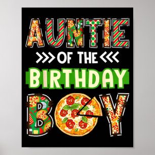 Póster Tía del niño cumpleañero amante de la pizza fiesta