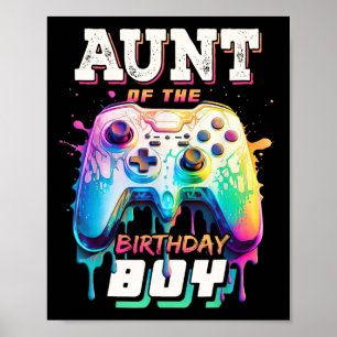 Póster Tía Del Niño Cumpleañero Juego De Video Coincident