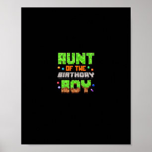 Póster Tía del niño de cumpleaños Pixel Gaming Videojuego