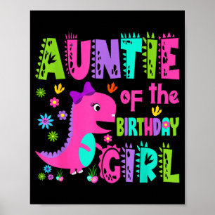 Póster Tía del saurio rex dinosaurio de la cumpleañera