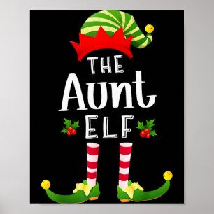 Póster Tía Elfo de Navidad Pijama a juego de fiesta de Na