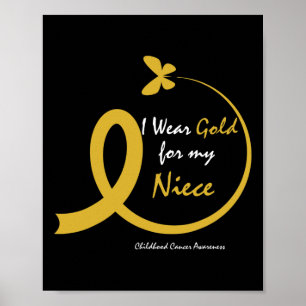 Póster Tía Tío Usa Oro Para El Cáncer Infantil De Mi Sobr