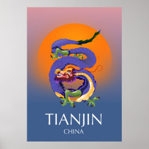Póster Tianjin China Dragon travel poster