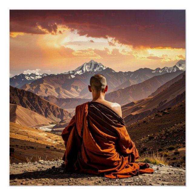 Póster Tibet - Budismo - Meditación (Anverso)