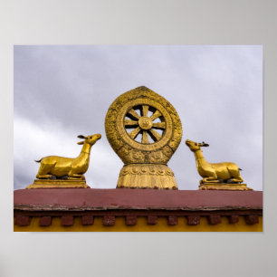 Póster Tíbet, Lhasa - Rueda Dharma en el templo Jokhang