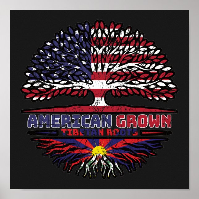 Póster Tibet Tibetan American USA Tree Roots Flag (Frente)