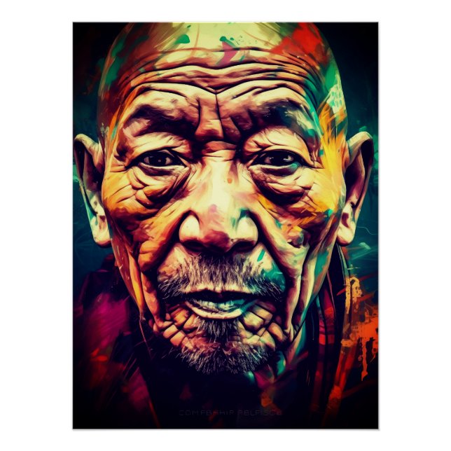 Póster Tibetan Monk in colors (Anverso)
