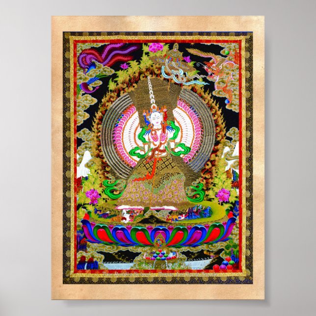 Póster Tibetano oriental de Guay thangka Usnisa Sitatapat (Frente)