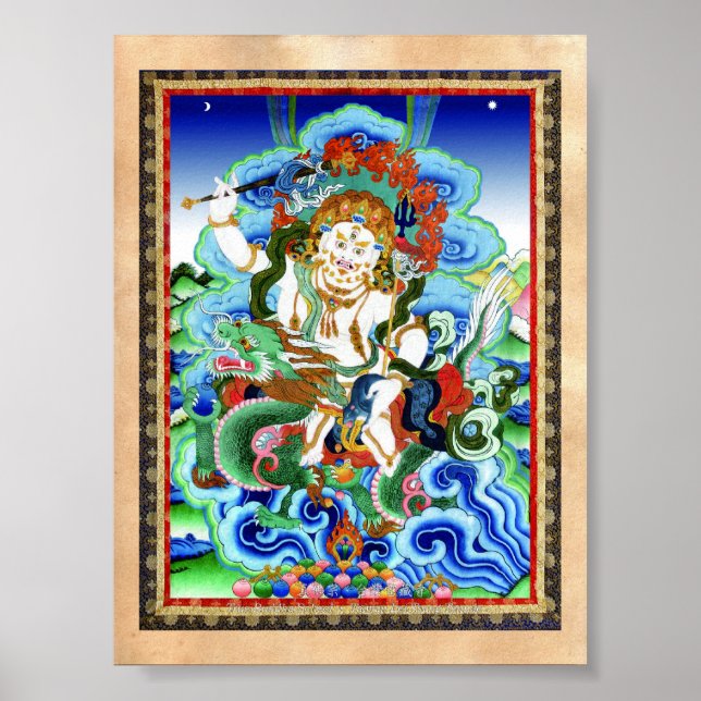 Póster Tibetano oriental de Guay thangka White Jambhala (Frente)